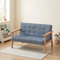 Canapé inclinable pour enfants en bois massif écologique avec coussin en tissu PU, chaise durable pour tout-petits, idéal pour l'école, la chambre et le salon