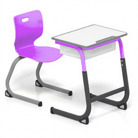 Ensemble de chaise et de bureau individuels ergonomiques et modernes pour l'école, avec structure métallique, pour une utilisation en classe primaire