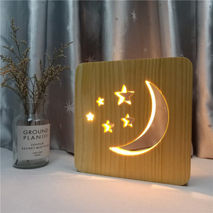 Đèn Led 3d Bằng Gỗ Đặc Phong Cách Mặt Trăng Eid Al-fitr Đèn Ngủ Ấm Áp Trang Trí Cạnh Giường Phòng Khách Đồ Chơi Trẻ Em - Product Image 1