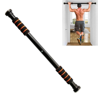 Barre de traction portable en chrome noir pour cadre de porte, support de dips pour entraînements de fitness à domicile