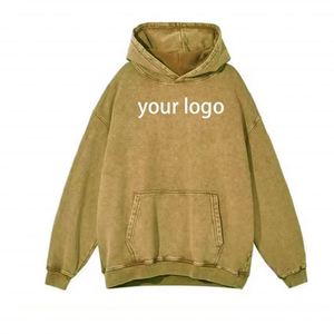 Sudadera con capucha unisex de 100% algodón personalizada, Sudadera con capucha pesada, jersey con logotipo personalizado, sudaderas con capucha de felpa francesa en blanco de 500GSM con lavado ácido - Product Image 4