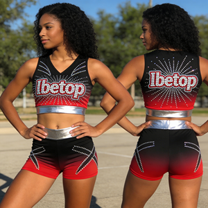 Shorts d'entraînement personnalisables pour équipes de cheerleading, avec strass, design tendance et chauds – Offre spéciale - Product Image 2