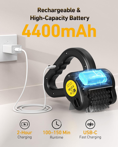 แปรงปิ้งย่างไฟฟ้า สีดำ เหลือง น้ำเงิน ส้ม 4400 มิลลิแอมป์ ไร้สาย พร้อมที่กันน้ำกระเด็น สำหรับบาร์บีคิวกลางแจ้ง - Product Image 5