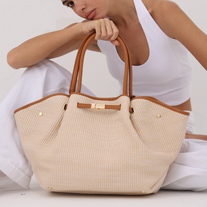 Bolso de Playa Tipo Dumpling de Diseño para Mujer, Color Sólido, Moda de Verano, Portátil, Gran Capacidad, Tejido a Mano con Paja y Poliéster - Product Image 6