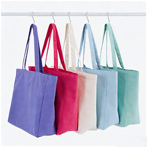 Borsa Tote in Tela Naturale Personalizzabile con Logo Stampato, Grande Capacità, Riutilizzabile, Rosa e Viola - Product Image 1