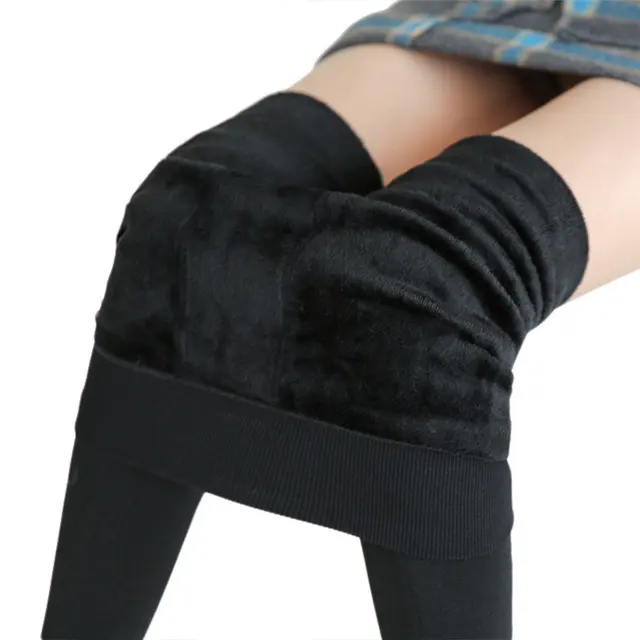 Women Winter Leggings Warm Plus Size Leggins High Waist Solid Color Velvet Women Leggings Stretchy Black Leggings