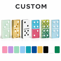Joylink – Lot de 28 dominos écologiques en acrylique double douze, bleu givré, avec logo personnalisé pour jeu de table – Vente en gros