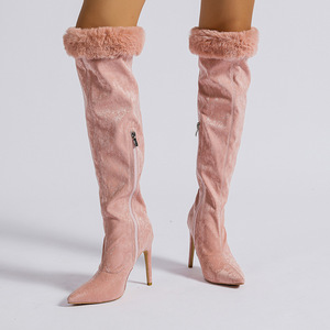 <span class=keywords><strong>Bottes</strong></span> à talons hauts et <span class=keywords><strong>fins</strong></span> pour femme, <span class=keywords><strong>bottes</strong></span> à manches pointues en dentelle, à la mode, au-dessus du genou, <span class=keywords><strong>bottes</strong></span> longues pour femme, nouvelle collection 2022 - Product Image 6
