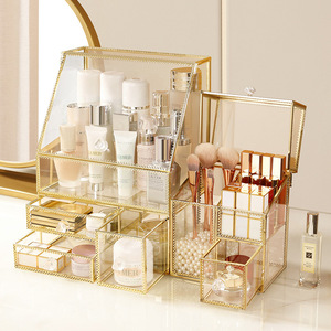 Caja de almacenamiento de cosméticos, estante de vidrio transparente a prueba de polvo para el hogar, productos para el cuidado de la piel, lápiz labial, perfume - Product Image 4