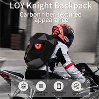 Sac à dos de moto en fibre de carbone Night Shadow avec inscriptions lumineuses, yeux de roue LED, fermeture éclair USB et étanche