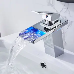 Светодиодный смеситель «Водопад» для ванной комнаты, смеситель из твердой латуни для умывальника, раковины