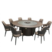 Ensemble élégant de table et de chaises rondes motorisées en bois traditionnel pour les restaurants et les salles de banquet d'hôtels