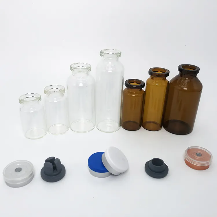 2ml 3ml 4ml 5ml 6ml 7ml 8ml 10ml 15ml 20ml 30ml vidrio transparente medicina inyección estéril tubo de ensayo Vial botella para farmacia