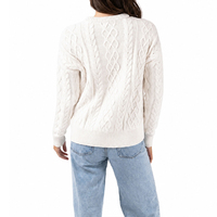 Pull en tricot torsadé 100 % coton personnalisé, blanc ivoire, col rond, épais et chaud, décontracté, pour l'automne et l'hiver, vente en gros