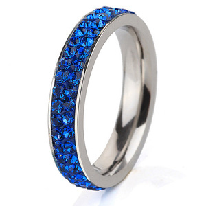 Titanium Steel <b>Ring</b> 4Mm Double Row Pave <b>Set</b> Purple Crystal Jewelry Gift For <b>Women</b> - Product Image 4