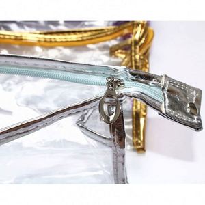 Custom Logo Transparent Waterproof PVC <b>Clear</b> Zipper Makeup Pouch Cosmetic Organizing Toiletry <b>Bag</b> <b>Travel</b> Set - Product Image 3