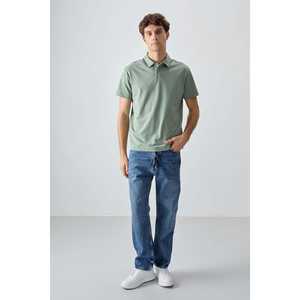 Polo de Algodón Piqué Verde Claro para Hombre, Talla Grande, Manga Corta, Corte Holgado, Básico 88381 - Product Image 3