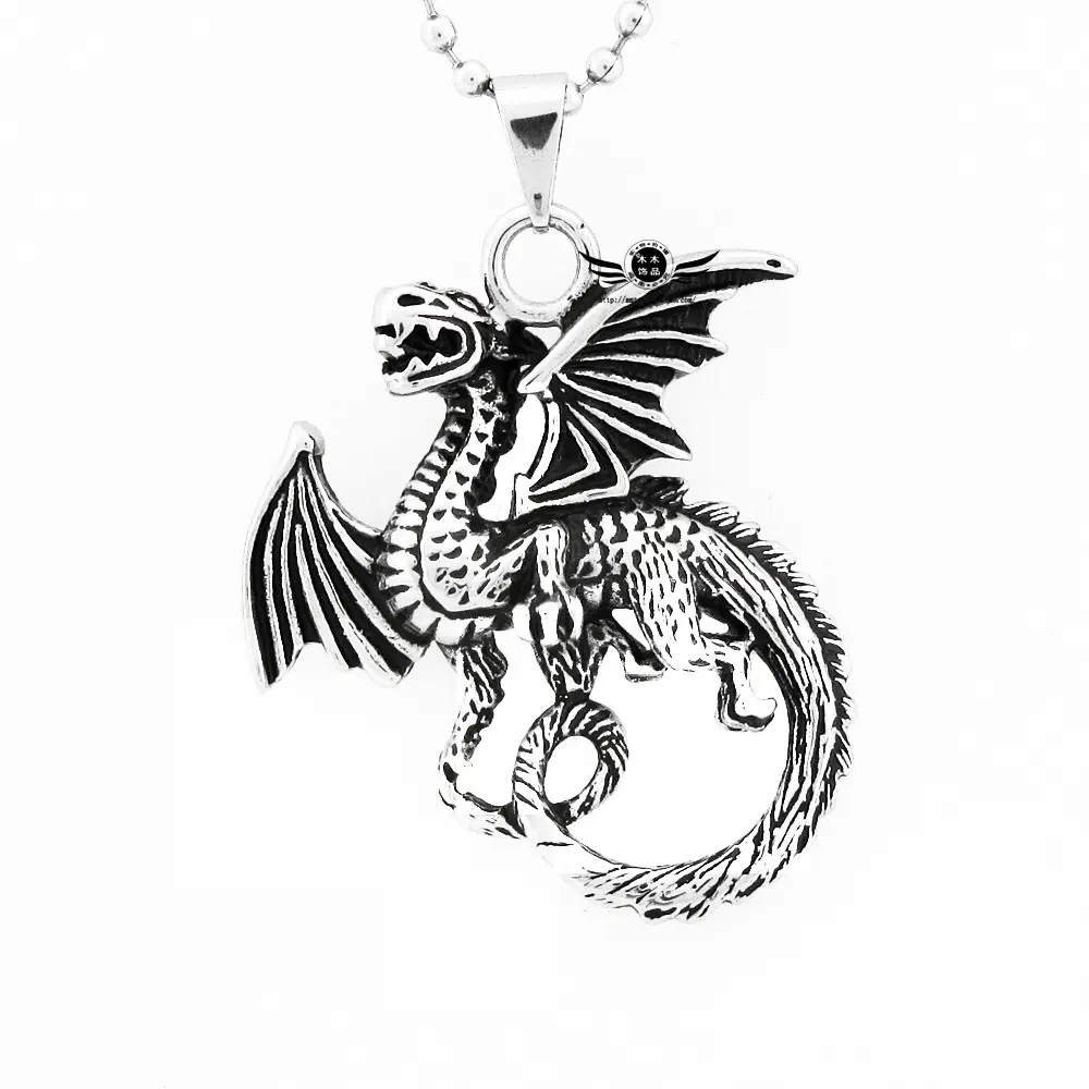Factory Wholesale Cool Mens Vintage Stainless Steel Dragon Pendant Necklace Chain Accessories Customize OEM