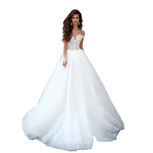 Wedding Dress Ball Gown White Lace U-Neck Natural Waist Vintage Style JM329 - Product Image 5