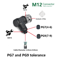 OEM personalizado hembra A/B/D código Sensor señal montaje ángulo recto M8 M12 conector de plástico 4P IP67 campo grabable conector