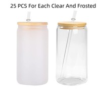 Vente en gros fabricant : Gobelet en verre transparent dépoli 12oz 16oz 20oz, design moderne, droit, pour sublimation, avec couvercle et paille