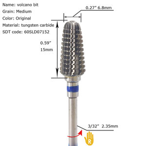 Punte per fresa per unghie Tornado in carburo di tungsteno multifunzione, adatte per la rimozione delle cuticole e la lucidatura del gel, BLU - Product Image 3