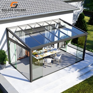 GS Glass Room Sunroom with Folding <b>Doors</b> and Retractable <b>Screens</b> for Outdoor Dining - Product Image 5