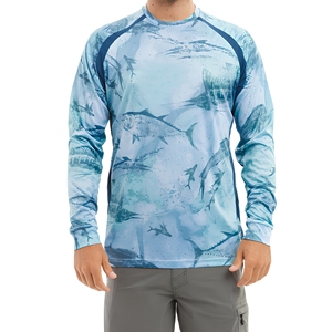เสื้อตกปลาแขนยาวสีพื้นระบายอากาศได้ดี UPF50+ แบบ OEM ODM  รับสกรีนโลโก้ด้วยเทคนิค Sublimation ป้องกันรังสียูวี ผลิตจากโพลีเอสเตอร์ - Product Image 1