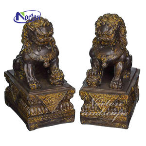 Toptan ucuz fiyat açık kapısı giriş bakır bronz pirinç anakara çin güney Fu Foo köpek aslan heykelleri heykel satış - Product Image 5