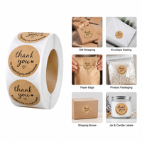 Autocollants de remerciement personnalisés XJY en kraft sur rouleau de vinyle imperméable, étiquettes adhésives pour petites entreprises, emballages cadeaux et produits