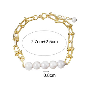 Bracelet en perles d'eau douce naturelles, forme boule, argent <span class=keywords><strong>Tai</strong></span> plaqué or 14 carats, classique, polyvalent, éblouissant, cadeau parfait pour toutes les occasions - Product Image 3