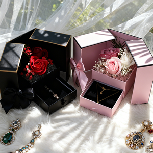 Caja de Regalo de Joyería con Flores de Lujo con Cajón para Cumpleaños, Boda, <span class=keywords><strong>Aniversario</strong></span>, Sorpresa - Product Image 4