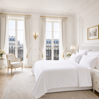 Ensemble de literie de luxe pour hôtel 5 étoiles, 6 pièces, simple, 40S, 100% coton satiné, blanc uni, 200TC, haute densité