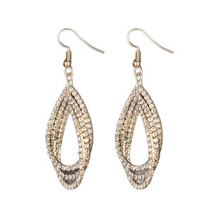Boucles d'oreilles tendance transfrontalières en strass avec chaîne à griffes, pour femmes, pour scène et soirée, motif goutte d'eau, plaqué argent antique - Product Image 1
