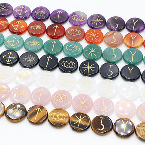 Juego de Piedras de Cristal Curativas con Runas de Bruja Gitana Grabadas Naturalmente, Curación, Miguel, Ranahael <span class=keywords><strong>Gabriel</strong></span>, Uriel 25mm 5mm - Product Image 1