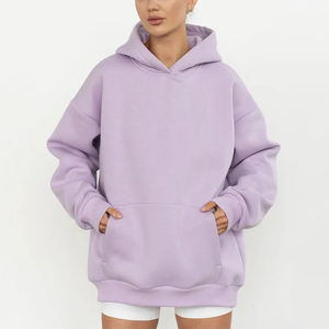 Sweat à capuche surdimensionné pastel pour femmes doux rose lavande pull sweat chaud épais polaire personnalisable sweats à capuche décontractés - Product Image 1