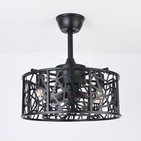 Ventilateur de plafond D019 avec moteur DC, télécommande, 46 cm, 5 pales, lumière LED, design épuré