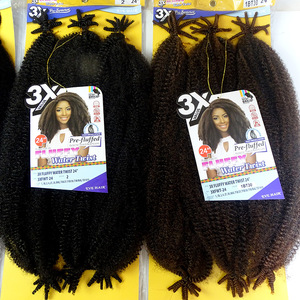 Perruque exotique en cheveux crépus, style africain, petite boucle, sans dentelle, 3x tresses torsadées à l'eau - Product Image 4