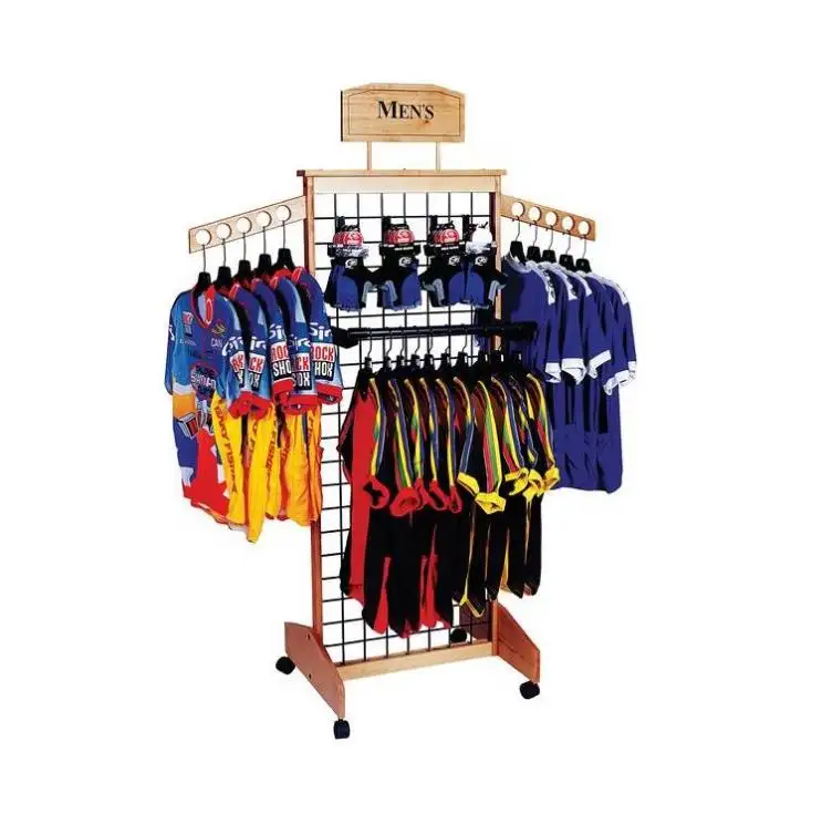 Boutique Metal+Wood Clothes Hanger Stand Rack Display Men's T-shirt Cardboard Display Rack Clothing