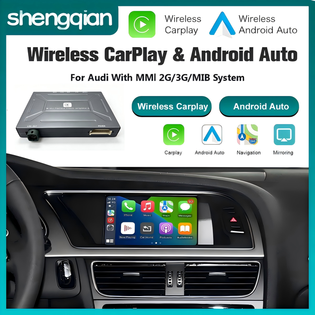 Wireless CarPlay Android Auto Decoder 6.5/7/8 Inch Screens for Audi A3/A4/A6/A7/A8/Q3/Q5/Q7 AirPlay Hicar Miracast CarLife AHD