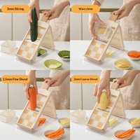 Mandoline manuelle 4-en-1 avec lame en acier inoxydable, protège-main pliable et récipient – Préparation multifonctionnelle des légumes en cuisine