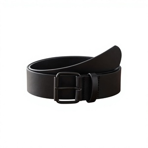 Ceinture en cuir imperméable légère et robuste pour homme, style soirée, avec boucle ardillon en acier et cuir de vache noir, par B S International - Product Image 1
