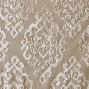 Paire de rideaux jacquard damassé tricotés à œillets intégraux et 2 cantonnières de fenêtre, couleur noire - Product Image 3