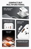 LDNIO Z6 Worldplug Chargeur de voyage mondial tout-en-un Adaptateur multi-prises avec chargement USB Type-C Adaptateur de voyage universel