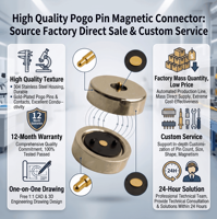 Connecteur magnétique personnalisé de type Pogo Pin 1 broche, type rond, chargeur de voiture, connecteur à ressort magnétique