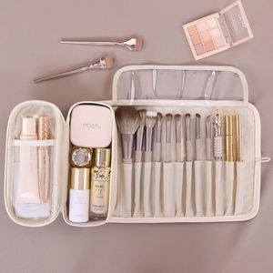 Borsa Organizer Portatile con Divisori, Grande Capacità, Impermeabile in PU, per Pennelli da Trucco, Multi Scomparto, Custodia da Viaggio per Cosmetici - Product Image 3