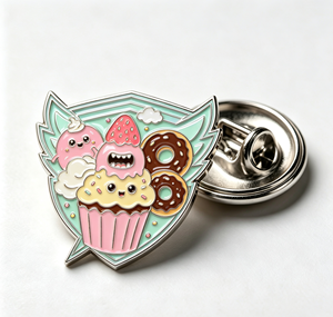 Pin de Solapa Personalizado de Metal Esmaltado con Diseño de Postres: Lindo Cupcake, Donut, Helado y Ala. Regalo y Souvenir. - Product Image 3