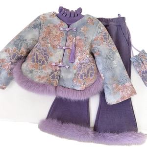 लड़कियों के मोटे कपड़े सर्दियों के 2026 बच्चों को गर्म मखमली कोट पैंट-2 पीसी कपास सूट के लिए सूट - Product Image 5