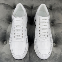 Chaussures de sport pour hommes en cuir de crocodile véritable de luxe, chaussures confortables pour la marche, baskets blanches tendance, chaussures décontractées pour hommes