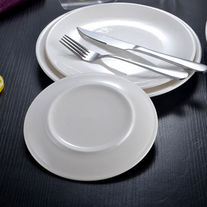 Pure White <b>Ceramic</b> Round Steak <b>Plate</b> Porcelain Shallow Flat Dish For Hotel Western Tableware - Product Image 4